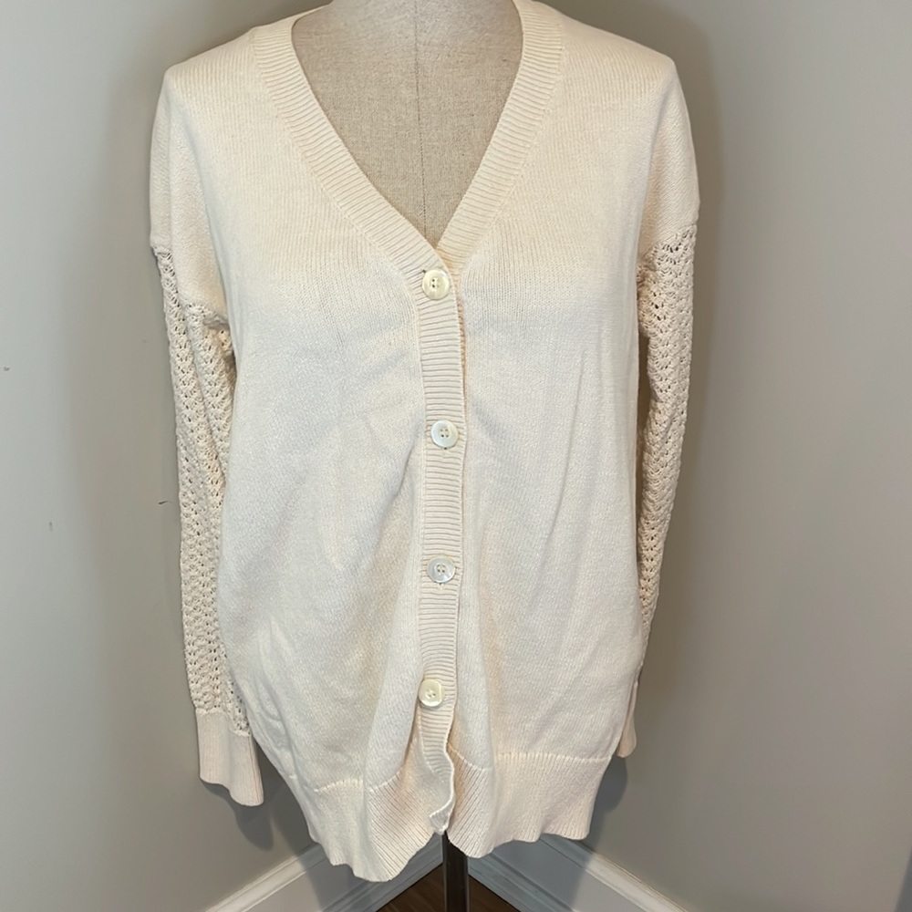 Sundance White Sweater Cardigan Medium Ivory